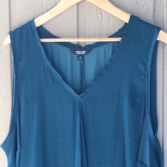 Simply Vera Wang Bottle Green relaxed fit tank 2X - Picture 3 of 11
